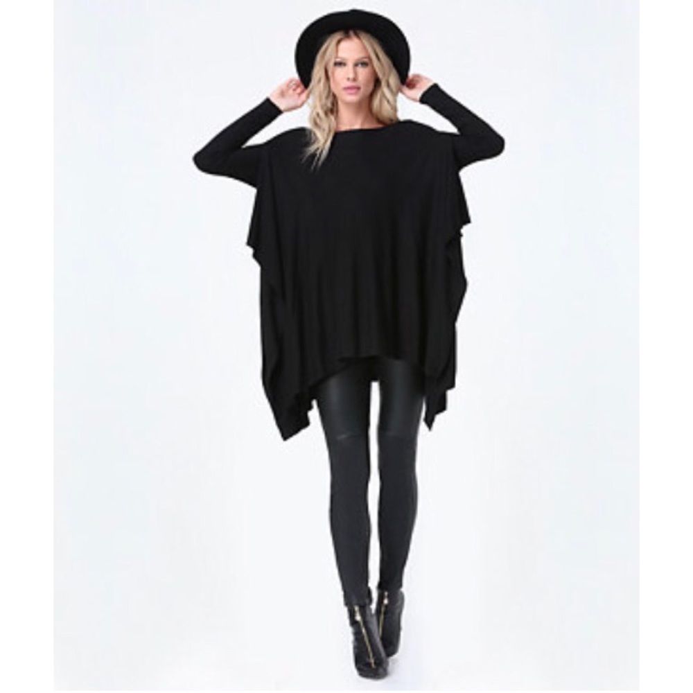 Bebe Handkerchief Black Tunic Sweater